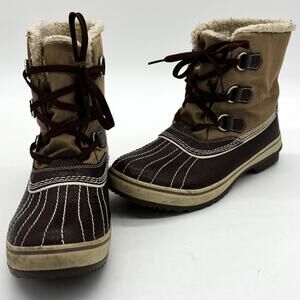 Vtg Skechers Duck Boots Womens 10 Brown Faux Snake Skin Fleece Lined Ankle Y2K